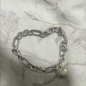 Silver and Gold Heart Charm Bracelet
